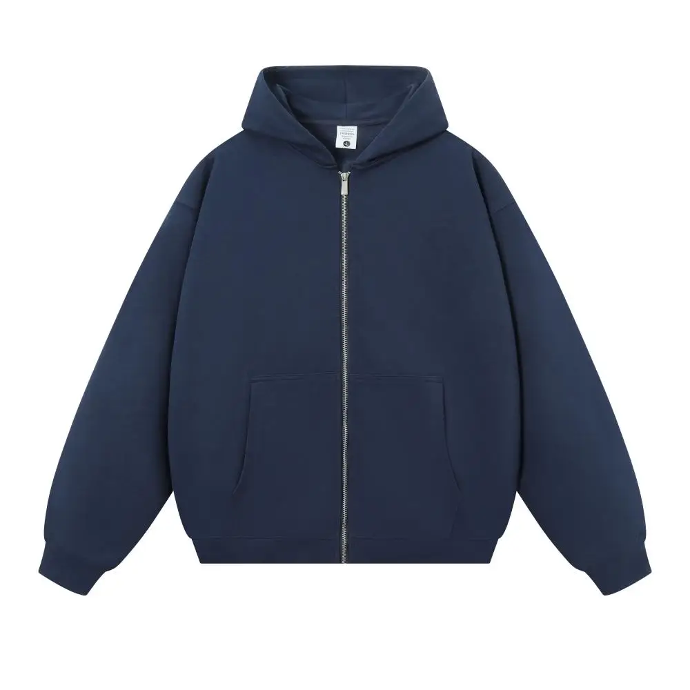 750G Heavyweight Hooded Zipper Sweatshirt Jacket for Men and Women Loose Fit Autumn Winter Thickened Sports Casual Cardigan