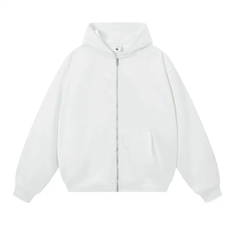750G Heavyweight Hooded Zipper Sweatshirt Jacket for Men and Women Loose Fit Autumn Winter Thickened Sports Casual Cardigan