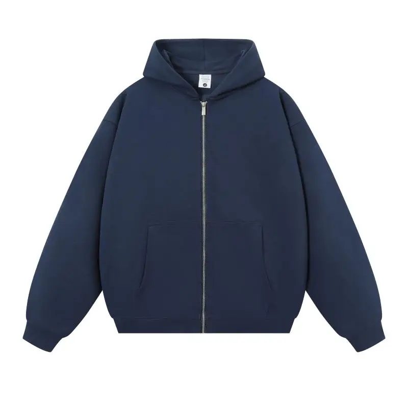 750G Heavyweight Hooded Zipper Sweatshirt Jacket for Men and Women Loose Fit Autumn Winter Thickened Sports Casual Cardigan