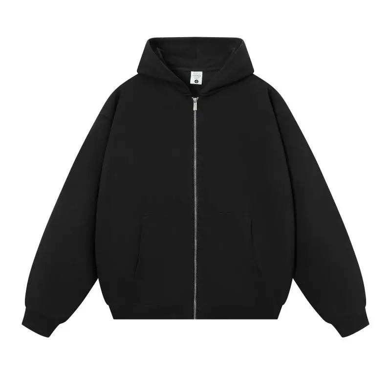 750G Heavyweight Hooded Zipper Sweatshirt Jacket for Men and Women Loose Fit Autumn Winter Thickened Sports Casual Cardigan