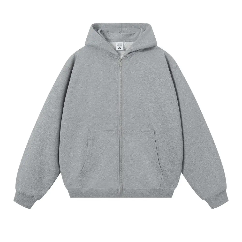 750G Heavyweight Hooded Zipper Sweatshirt Jacket for Men and Women Loose Fit Autumn Winter Thickened Sports Casual Cardigan