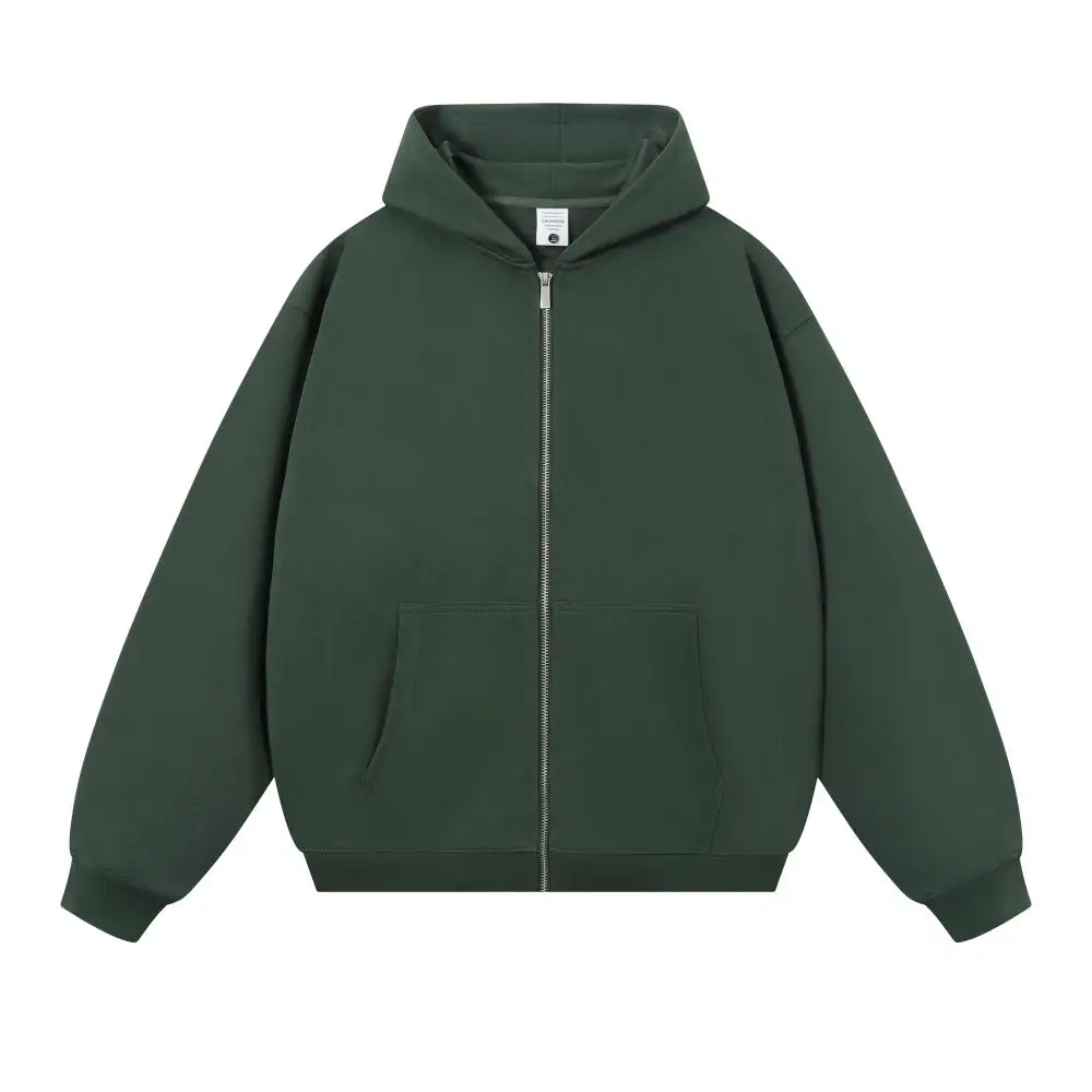 750G Heavyweight Hooded Zipper Sweatshirt Jacket for Men and Women Loose Fit Autumn Winter Thickened Sports Casual Cardigan