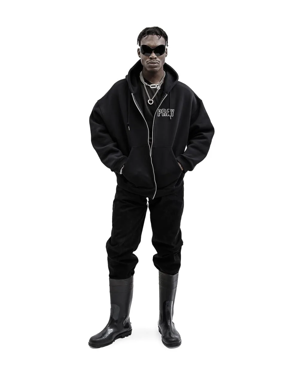 Hip Hop Men Women Zip Up Hoodie Pray Graphic Print Zipper Hooded Oversized Sweatshirt Streetwear Jacket Y2K Coat Clothing Gothic