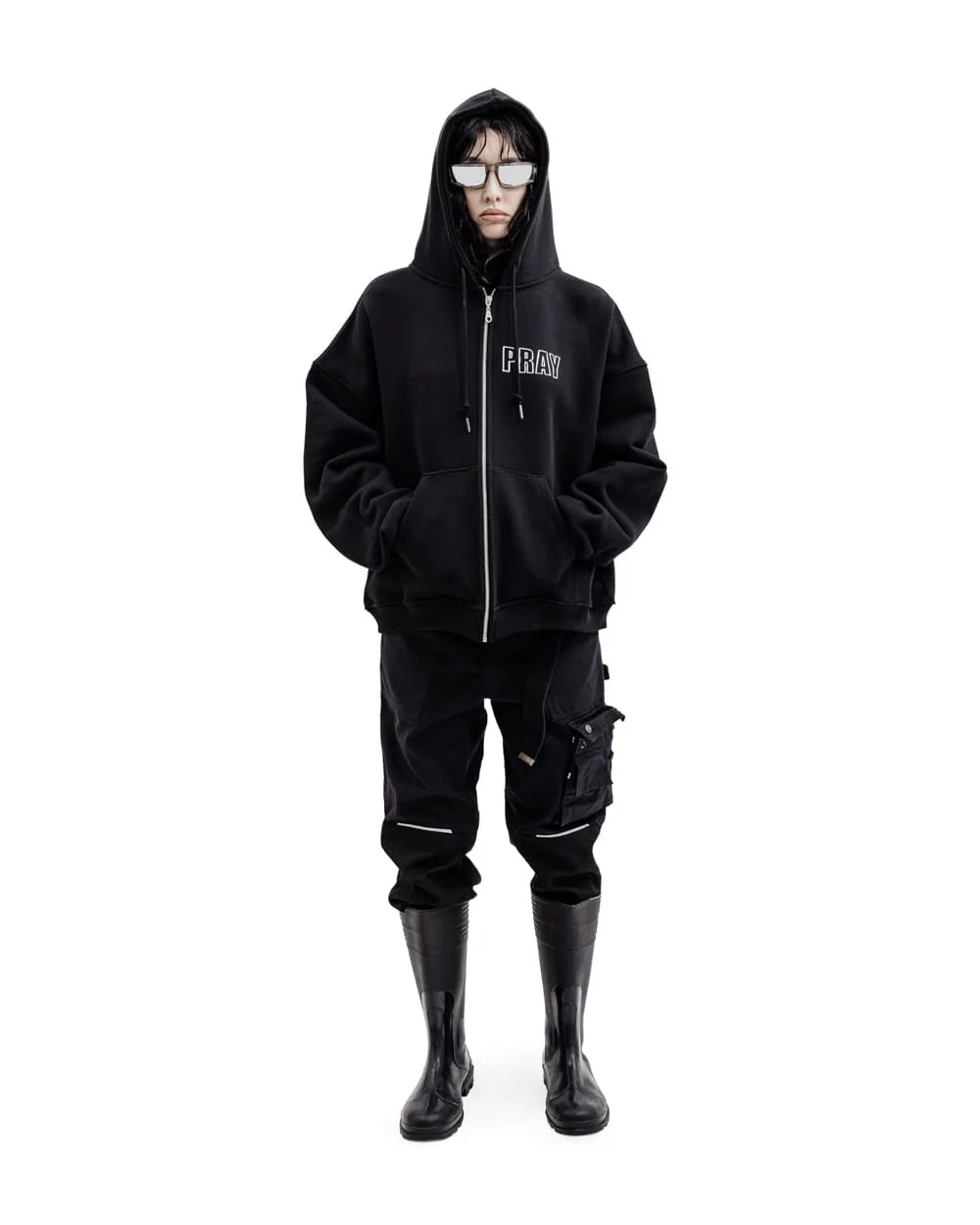 Hip Hop Men Women Zip Up Hoodie Pray Graphic Print Zipper Hooded Oversized Sweatshirt Streetwear Jacket Y2K Coat Clothing Gothic