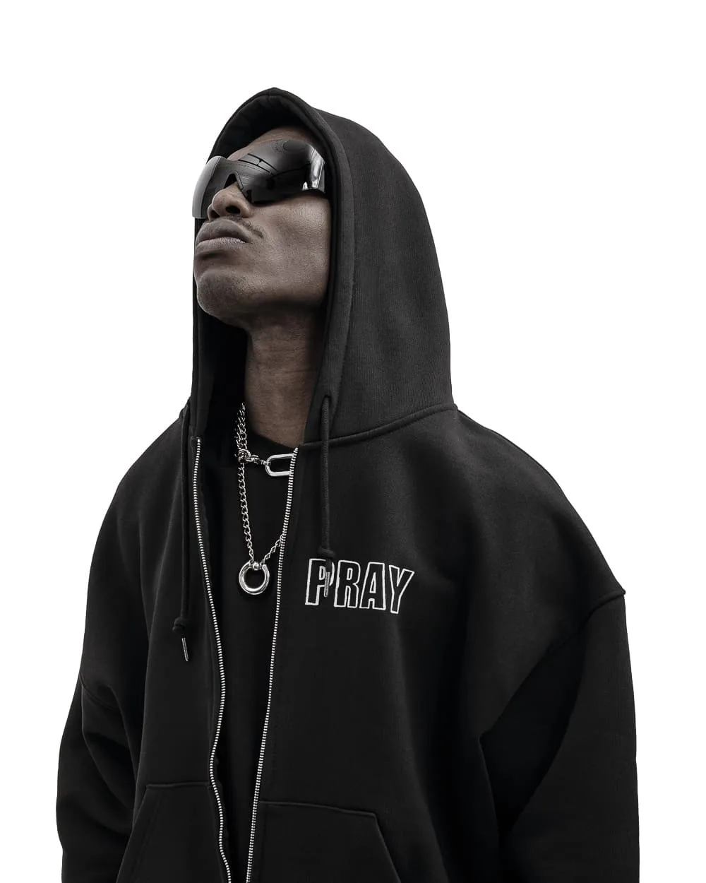 Hip Hop Men Women Zip Up Hoodie Pray Graphic Print Zipper Hooded Oversized Sweatshirt Streetwear Jacket Y2K Coat Clothing Gothic
