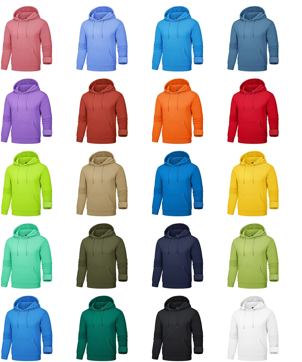TACVASEN Autumn Winter Fleece Hoodies Mens Thermal Warm Hooded Sweatshirts Pockets Casual Hoodies Pullover Tops Male