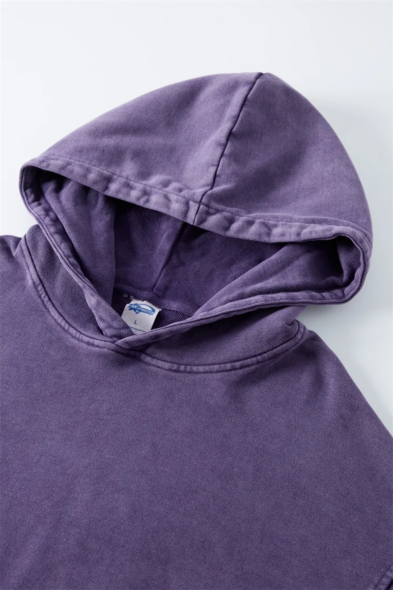 Heavyweight High Street Washed 520G Hooded Sweatshirt Vintage Dark Loose Oversized Unisex Hoodie
