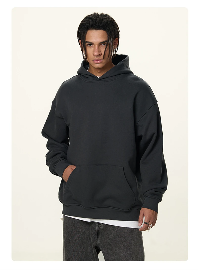 ZODF Fashion Winter 520gsm Man Heavy Weight Hoodie Unisex Loose Warm 100% Cotton Terry Hooded Pullovers Brand Coats HY0030