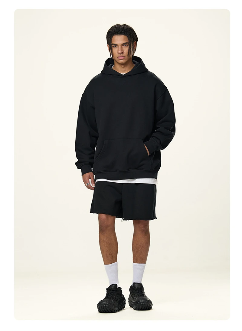 ZODF Fashion Winter 520gsm Man Heavy Weight Hoodie Unisex Loose Warm 100% Cotton Terry Hooded Pullovers Brand Coats HY0030