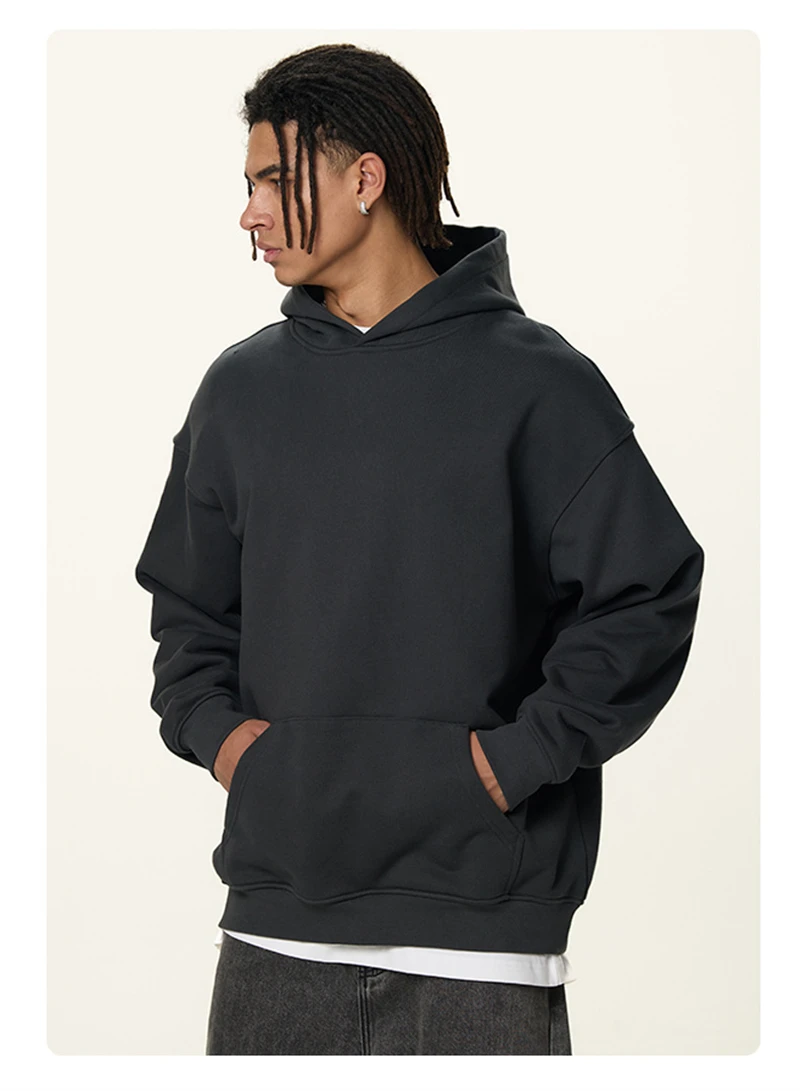 ZODF Fashion Winter 520gsm Man Heavy Weight Hoodie Unisex Loose Warm 100% Cotton Terry Hooded Pullovers Brand Coats HY0030