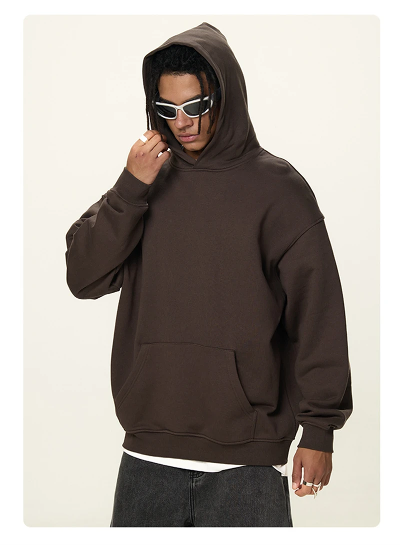 ZODF Fashion Winter 520gsm Man Heavy Weight Hoodie Unisex Loose Warm 100% Cotton Terry Hooded Pullovers Brand Coats HY0030