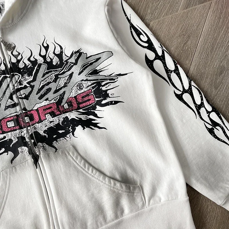HS Flame Glitter Zip-Up Glitter fleece hoodie