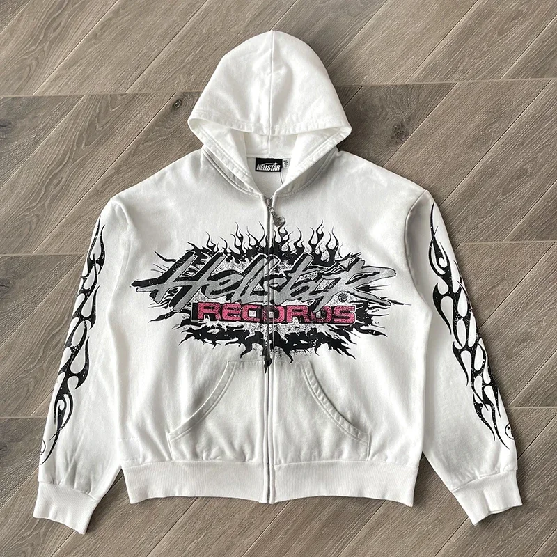 HS Flame Glitter Zip-Up Glitter fleece hoodie