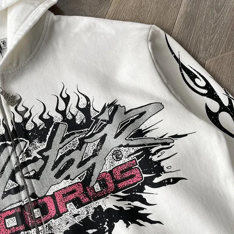 HS Flame Glitter Zip-Up Glitter fleece hoodie