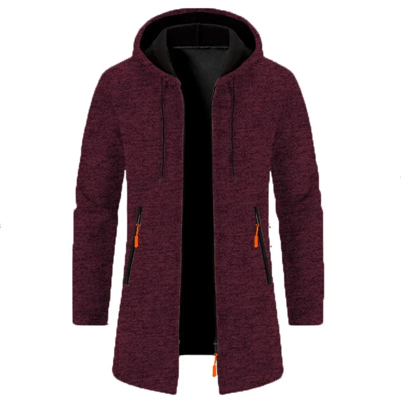 New Mens Long Sleeve Hooded Sweater for Men Zipper Sweatshirts Oversize Streetwear Warm Solid Color Autumn Jacket Hoodie Men