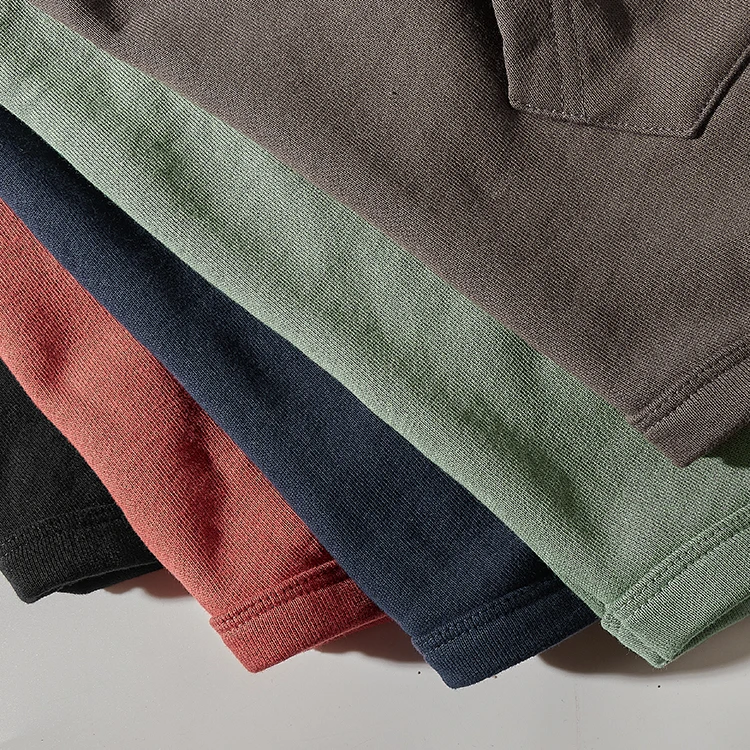 Autumn Winter New American Retro Heavyweight Velvet Kangaroo Pocket Sweatshirts Men's Simple Pure Cotton Washed Casual Sportwear