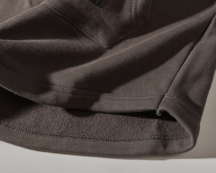 Autumn Winter New American Retro Heavyweight Velvet Kangaroo Pocket Sweatshirts Men's Simple Pure Cotton Washed Casual Sportwear