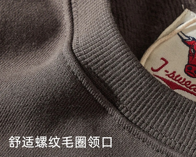 Autumn Winter New American Retro Heavyweight Velvet Kangaroo Pocket Sweatshirts Men's Simple Pure Cotton Washed Casual Sportwear