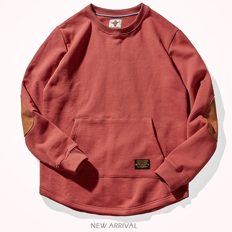 Autumn Winter New American Retro Heavyweight Velvet Kangaroo Pocket Sweatshirts Men's Simple Pure Cotton Washed Casual Sportwear
