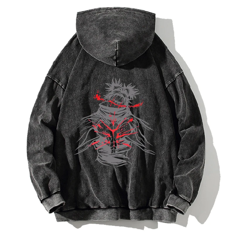 Choso Jujutsu Kaisen Anime Graphic Hooded Men Women Vintage Hoodies Washed Cotton Sweatshirt Harajuku Streetwear Male Pullover