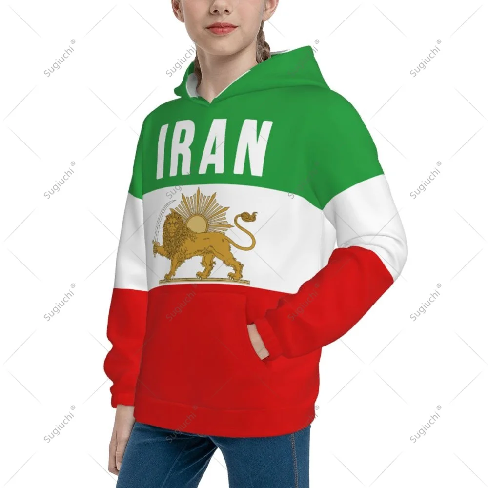 Unisex 3D Youth Hoodie Emblem Of Iran Lion And Sun Flag Of Iran Persia Kids Boys Girls Sweatshirt Pullover Hoodies Polyester