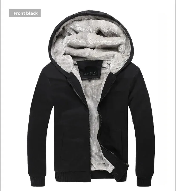Fashion Men's Jackets Winter Hooded Coats Male Warm Sweatshirts Fleece Hoodie Slim Student Hoodies Outerwear 2026 Men's Clothing