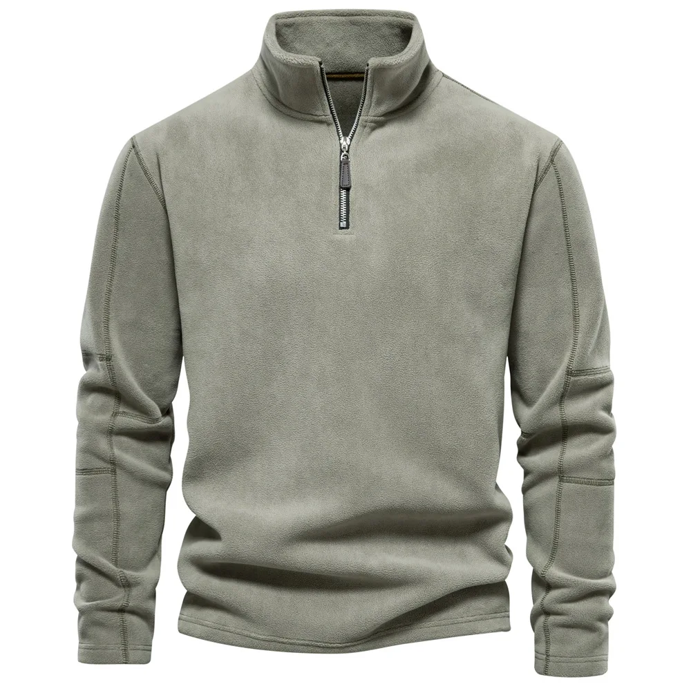 Men's autumn and winter fashion new item stand up collar half zipper long sleeved sweatshirt trend versatile men's fleece top
