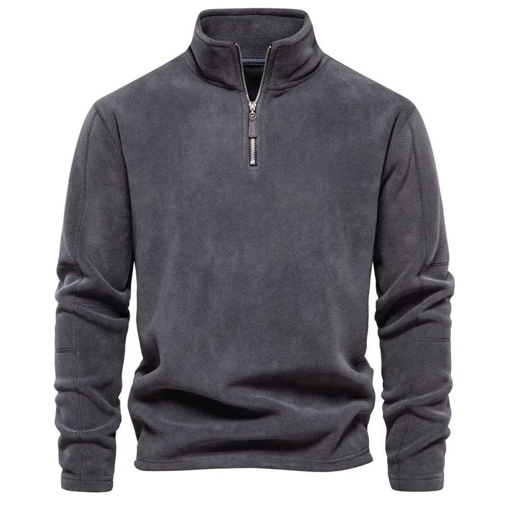 Men's autumn and winter fashion new item stand up collar half zipper long sleeved sweatshirt trend versatile men's fleece top