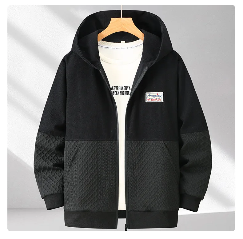 Zippered Hoodie Men Plus Size 12XL 10XL Spring Autumn Hoodie Jacket Male Big Size 12XL