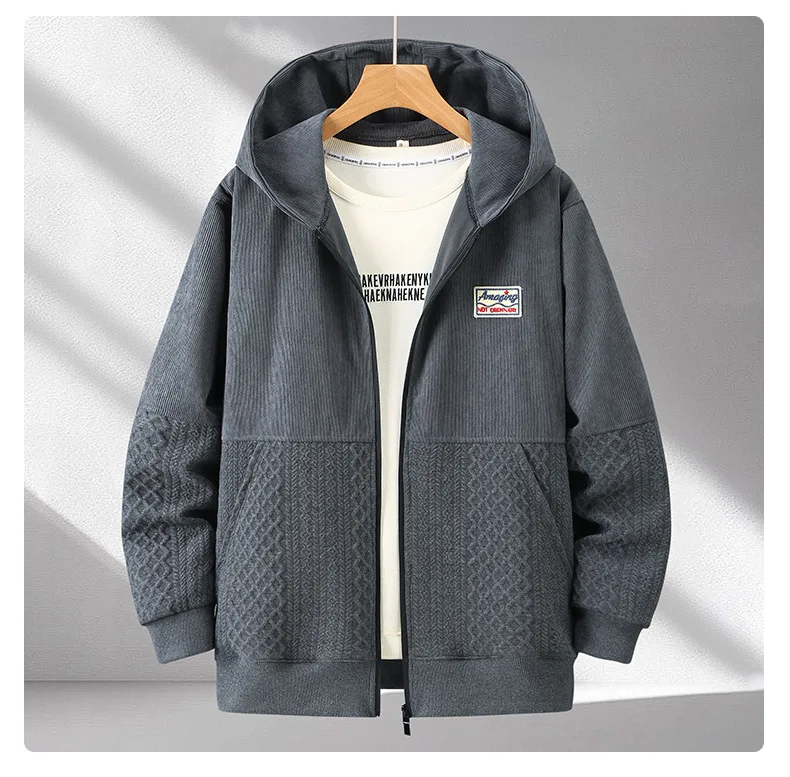 Zippered Hoodie Men Plus Size 12XL 10XL Spring Autumn Hoodie Jacket Male Big Size 12XL