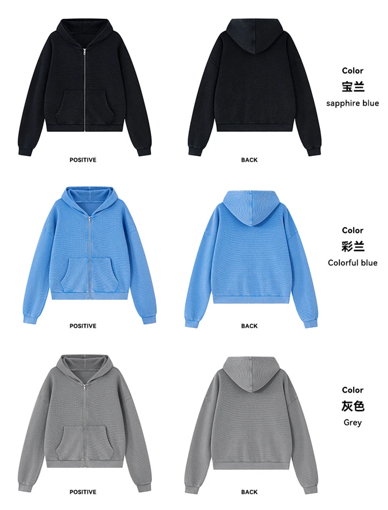 JMD Trendy Autumn Men 390gsm Waffle Zipper Hoodies Unisex Casual Old Money Style Boxyfit Solid Hooded Jacket Coat QH0168