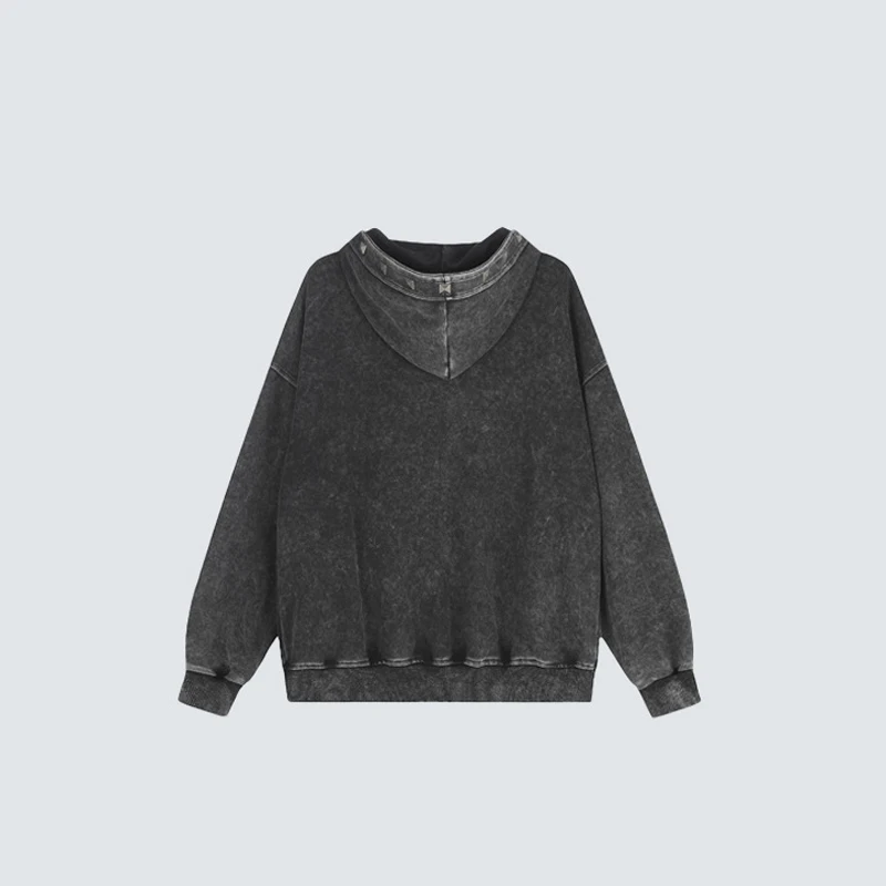 Early Autumn New American High Street Washed Used Willow Nail Hoodie Loose Casual Sports Top Unisex Women Clothing Y2K
