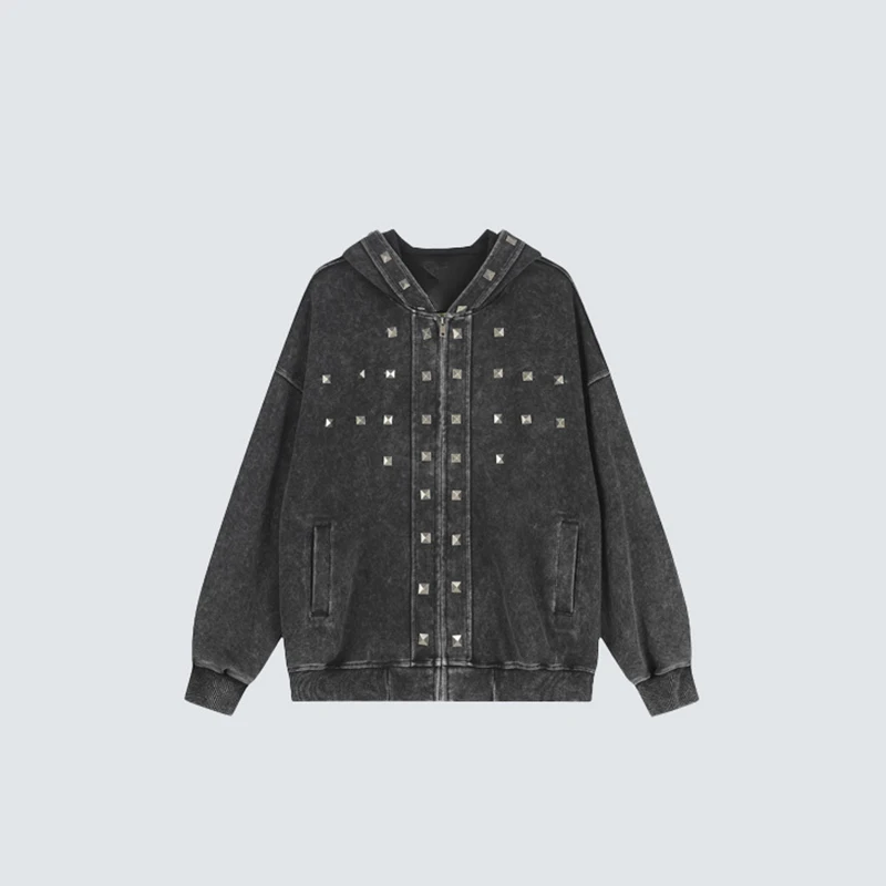 Early Autumn New American High Street Washed Used Willow Nail Hoodie Loose Casual Sports Top Unisex Women Clothing Y2K