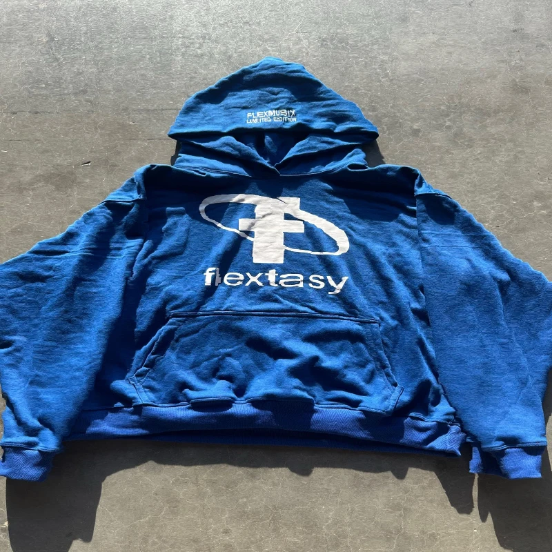 2000s Fashion Harajuku Hoodie Print Casual Gothic Klein Blue Streetwear Unisex New Trendy Hip Hop Sweatshirt Oversized Clothes