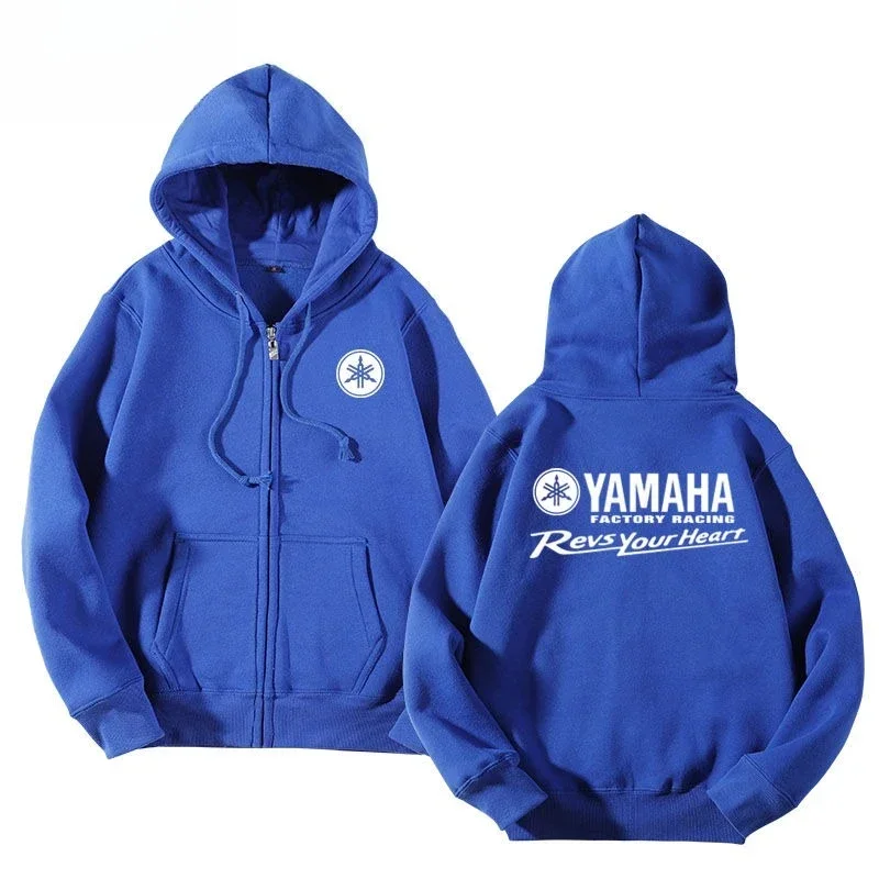 Yamaha Motorcycle Racing Printed Autumn New Zipper Shirt Men's and Women's Universal Full Zipper Warm Hoodie Sportswear