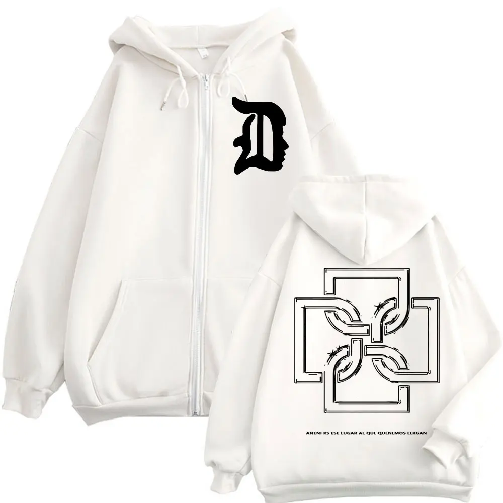 Rapper Duki Logo Graphic Zipper Hoodie Men's Women's Fashion Hip Hop Vintage Zip Up Sweatshirt Autumn Winter Oversized Pullovers