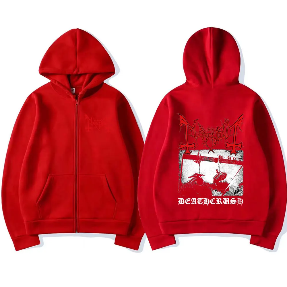 Mayhem Deathcrush Music Zip Up Hoodies Death Metal Gothic Band Zipper Sweatshirts Men Women Oversized Fleece Jacket Hoody Coats
