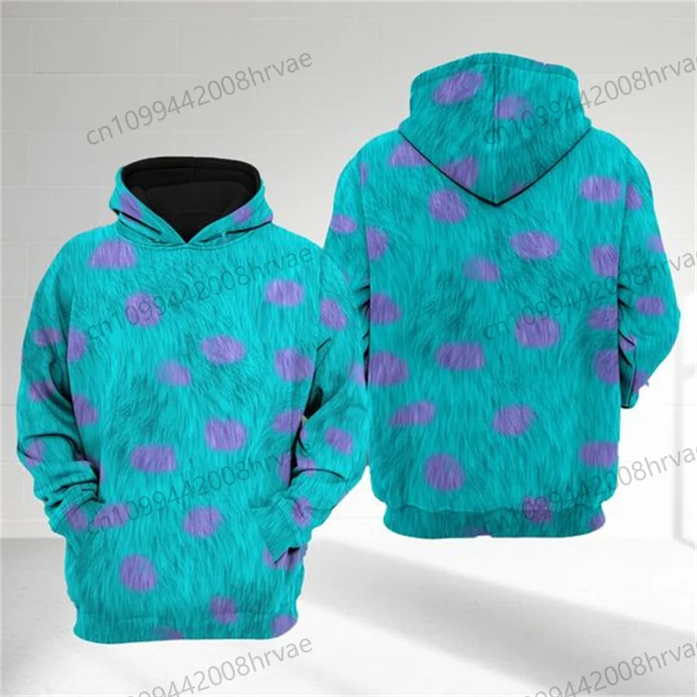 Monsters, Inc. costume shirts, James P. Sullivan cosplay hoodies, 3D Halloween sweatshirts for men and women, and character tops