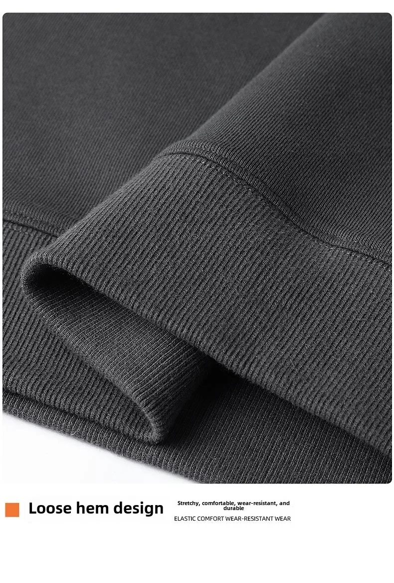 Thickened Fleece Hoodless Sweatshirt Men's round Neck Winter Casual Loose Fit Cotton Polyester Long Sleeve Self Heating