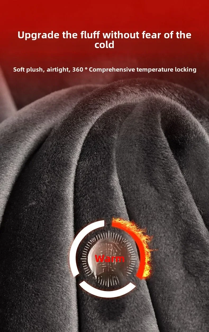Thickened Fleece Hoodless Sweatshirt Men's round Neck Winter Casual Loose Fit Cotton Polyester Long Sleeve Self Heating