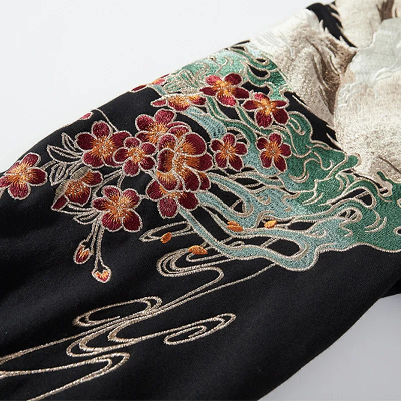 PFNW Chinese Style 2025 New Sweatshirt Men's Nine-tailed Fox Embroidery Hooded Tops Japanese Trend  Spring Loose Hoodies 28W5781