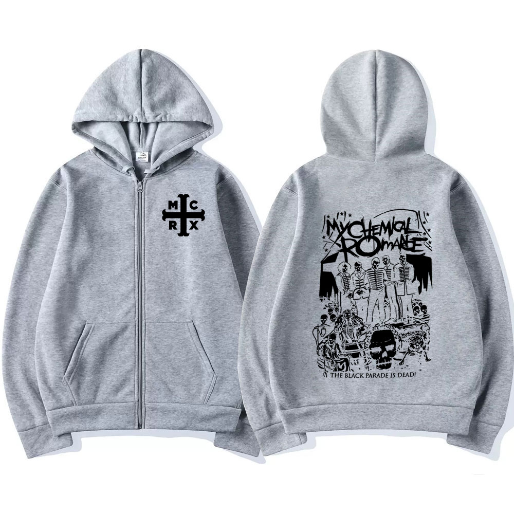 Rock Band My Chemical Romance Mcr Dead Zipper Hoodie Black Parade Punk Emo Zip Up Hoodies Men Fashion Vintage Oversized Pullover