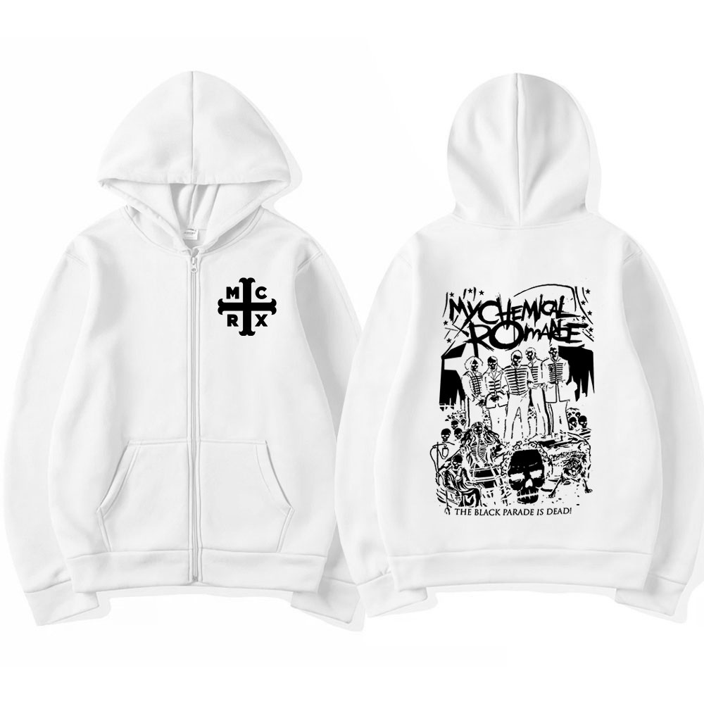 Rock Band My Chemical Romance Mcr Dead Zipper Hoodie Black Parade Punk Emo Zip Up Hoodies Men Fashion Vintage Oversized Pullover
