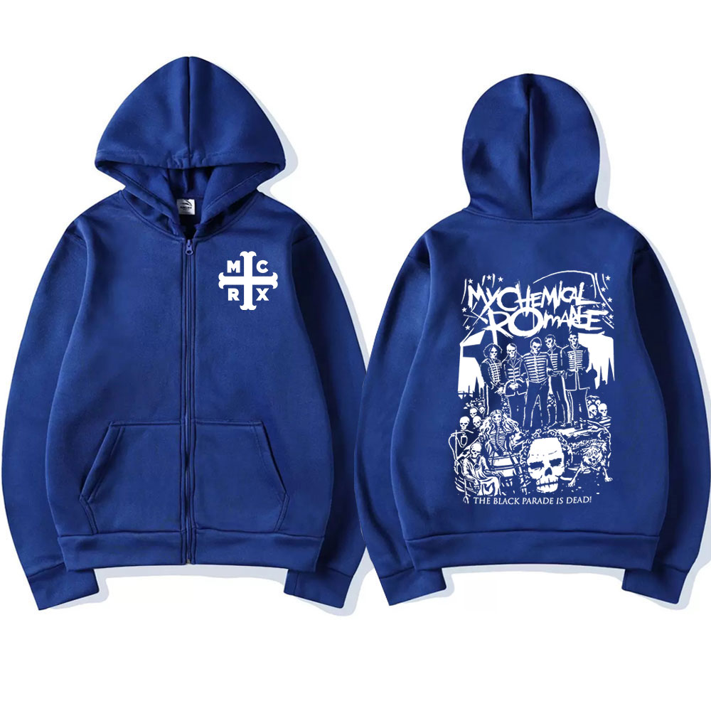 Rock Band My Chemical Romance Mcr Dead Zipper Hoodie Black Parade Punk Emo Zip Up Hoodies Men Fashion Vintage Oversized Pullover