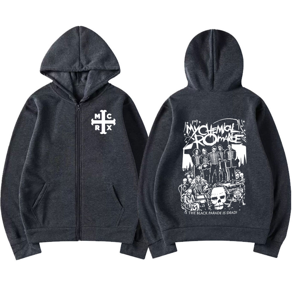 Rock Band My Chemical Romance Mcr Dead Zipper Hoodie Black Parade Punk Emo Zip Up Hoodies Men Fashion Vintage Oversized Pullover