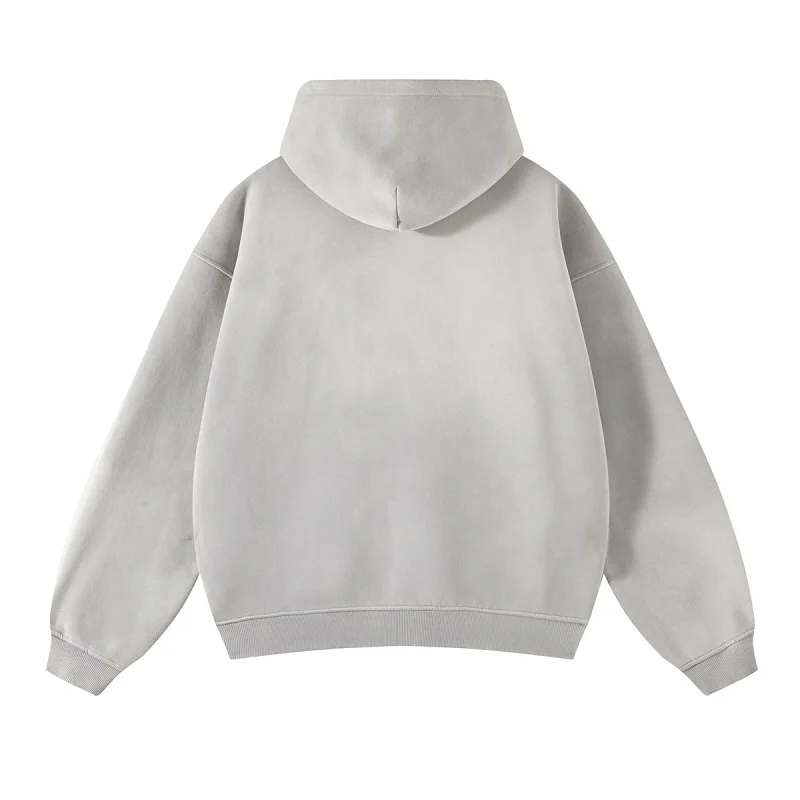 American Fried Street Insoversize Cardigan Sweater Men and Women Loose Old Zipper Fleece Hooded Lazy Jacket