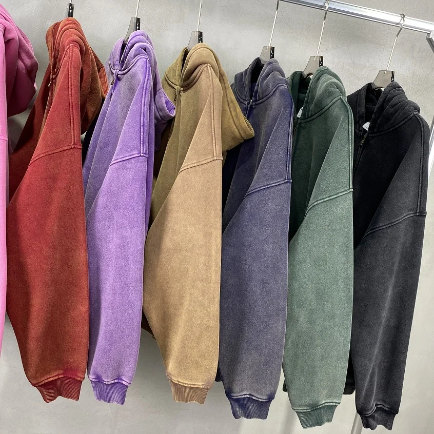 American Fried Street Insoversize Cardigan Sweater Men and Women Loose Old Zipper Fleece Hooded Lazy Jacket
