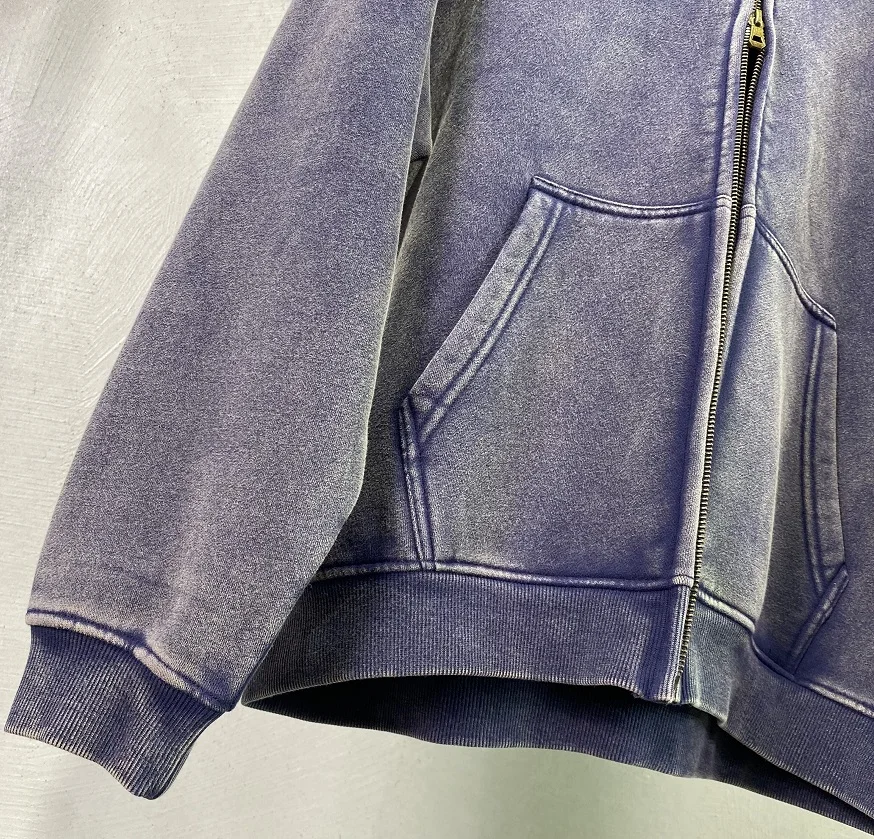 American Fried Street Insoversize Cardigan Sweater Men and Women Loose Old Zipper Fleece Hooded Lazy Jacket