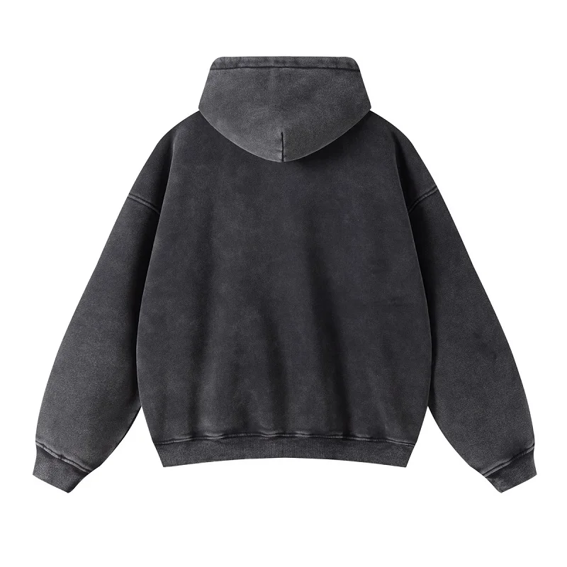 American Fried Street Insoversize Cardigan Sweater Men and Women Loose Old Zipper Fleece Hooded Lazy Jacket