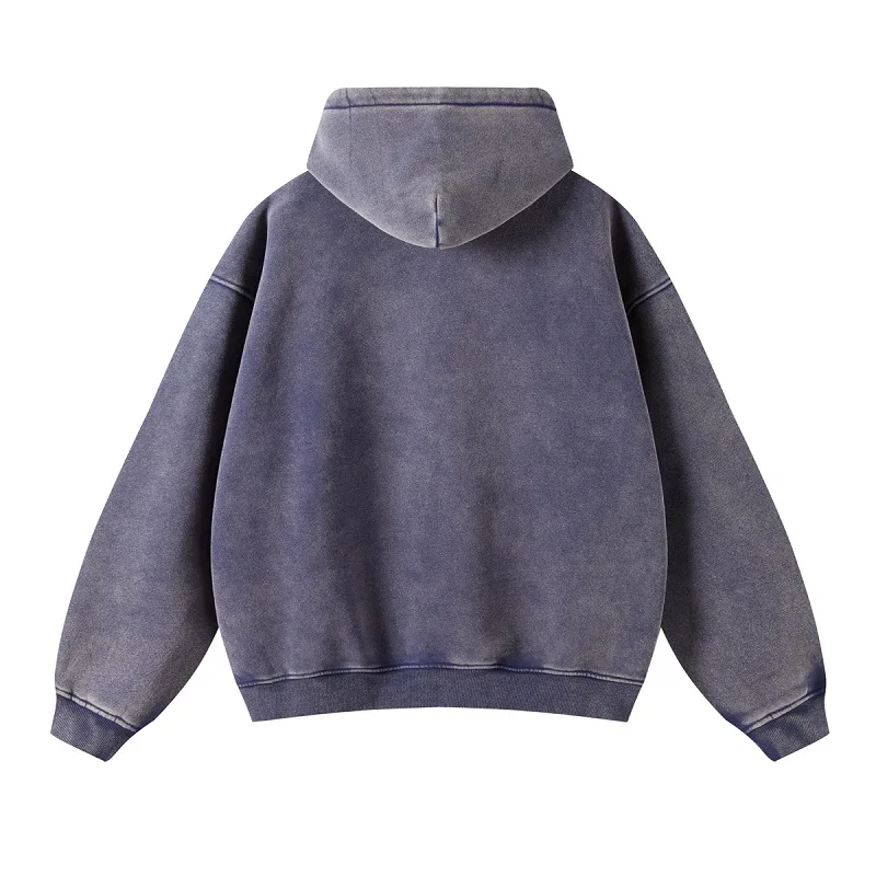 American Fried Street Insoversize Cardigan Sweater Men and Women Loose Old Zipper Fleece Hooded Lazy Jacket